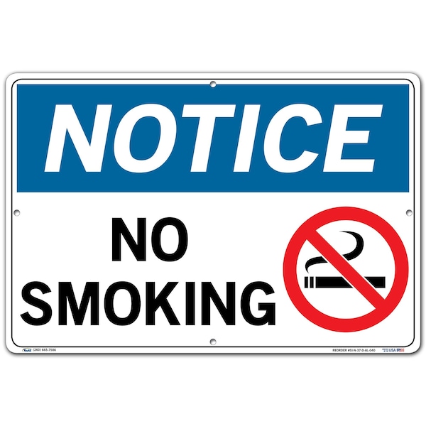 Aluminum Sign, 12-1/2" H, 18-1/2" W, Rectangle, English, SI-N-37-D-AL-040